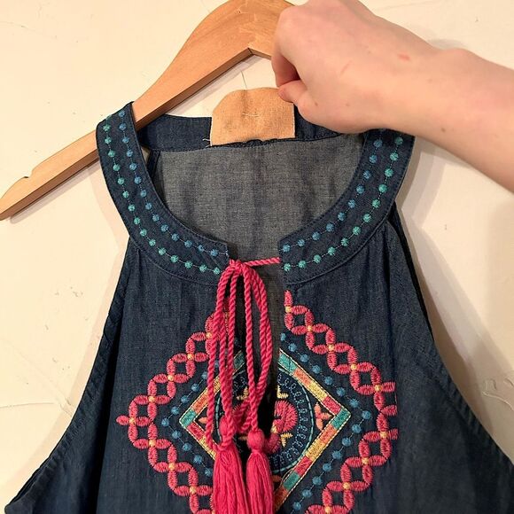 Savannah Jane Women's Size Small Geometric Dotted Embroidered Mini Dress - Picture 5 of 9